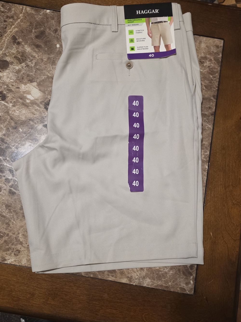 Haggar Men’s Flat Front Shorts in Light Gray